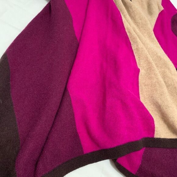Charter Club Luxury Sz M 100% cashmere colorblock open drape cardigan sweater - Picture 5 of 8
